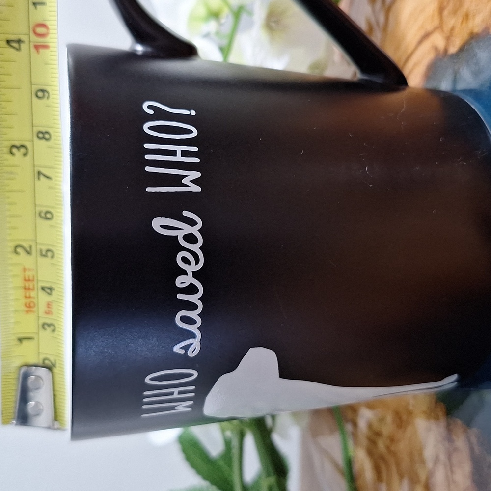 🛍2/$15🛍 #ABP Black and White Dog-Themed Mug "WHO saved WHO? - Picture 6 of 7
